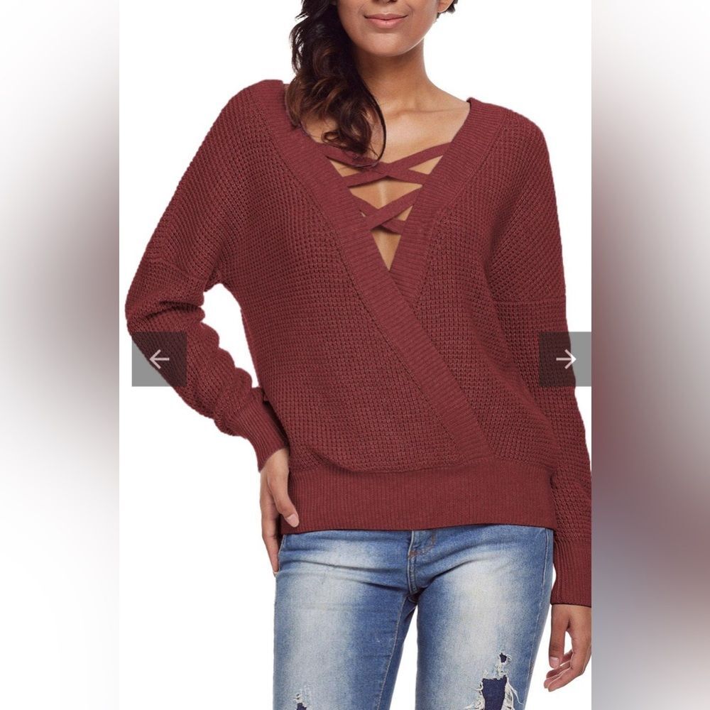 Hollow out sweater Cross front/back size M